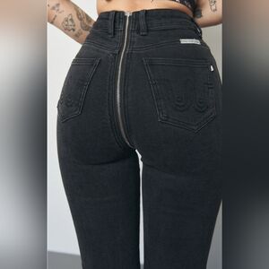 Easy Access Zipper Jeans Black